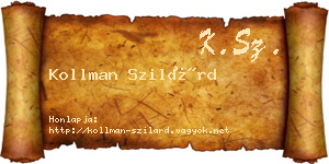 Kollman Szilárd névjegykártya